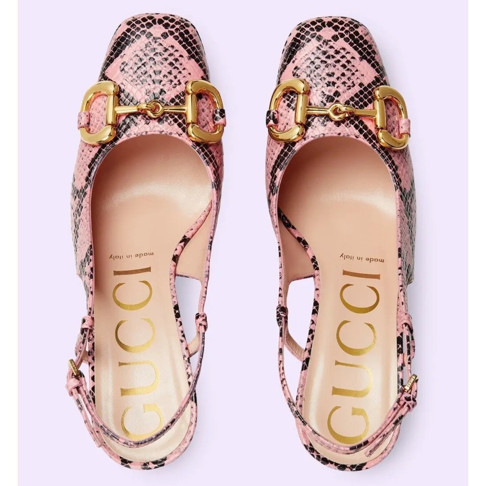 Gucci Horsebit Platform Python Print Leather High… - image 8